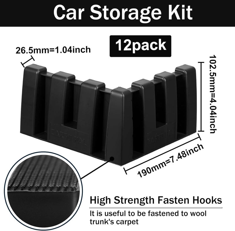 Datanly 12 Pack Car Trunk Organizer Blocks for Back of SUV Multipurpose Car Storage Organizer Blocks Trunk Divider Available to Wool Carpet for Truck SUV Van Cargo - Image 2